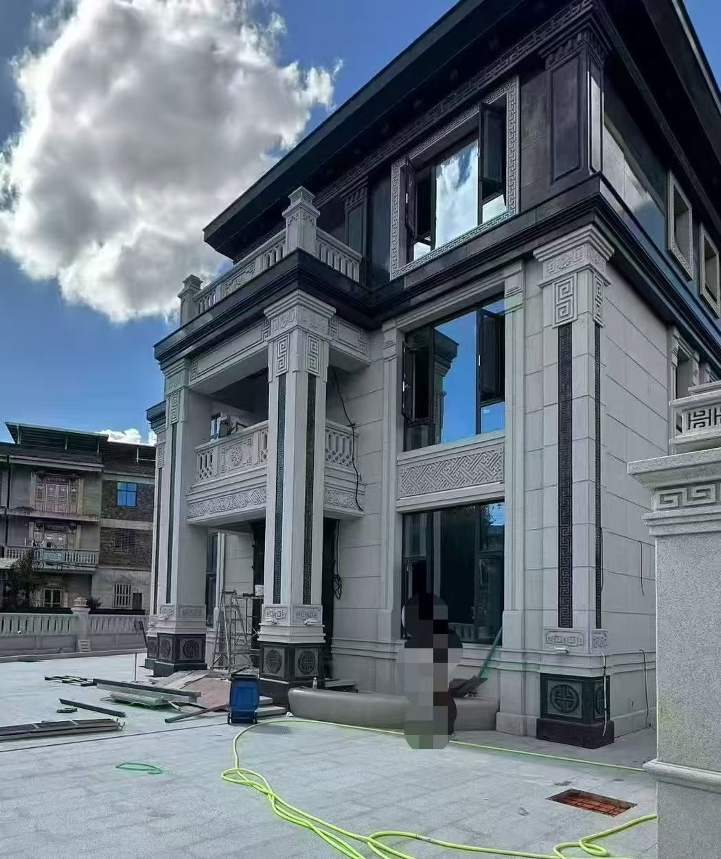 杭州 别墅干挂，芝麻白与芝麻黑完美配合